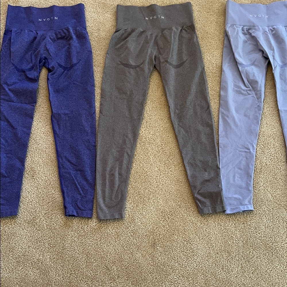 NVGTN Leggings Trio in Blue, Gray, and Light Purple - Picture 8 of 8